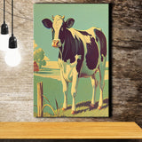 Cow Retro Art Print ,City Art Print, Large Canvas, Canvas Print Wall Art Home Decor