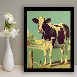 Cow Retro Art Print, City Art Print, Framed Art Print Wall Art Home Decor, Framed Picture