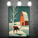 Cow and Barn Retro Art Print ,City Art Print, Large Canvas, Canvas Print Wall Art Home Decor