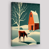 Cow and Barn Retro Art Print ,City Art Print, Large Canvas, Canvas Print Wall Art Home Decor