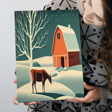 Cow and Barn Retro Art Print ,City Art Print, Large Canvas, Canvas Print Wall Art Home Decor