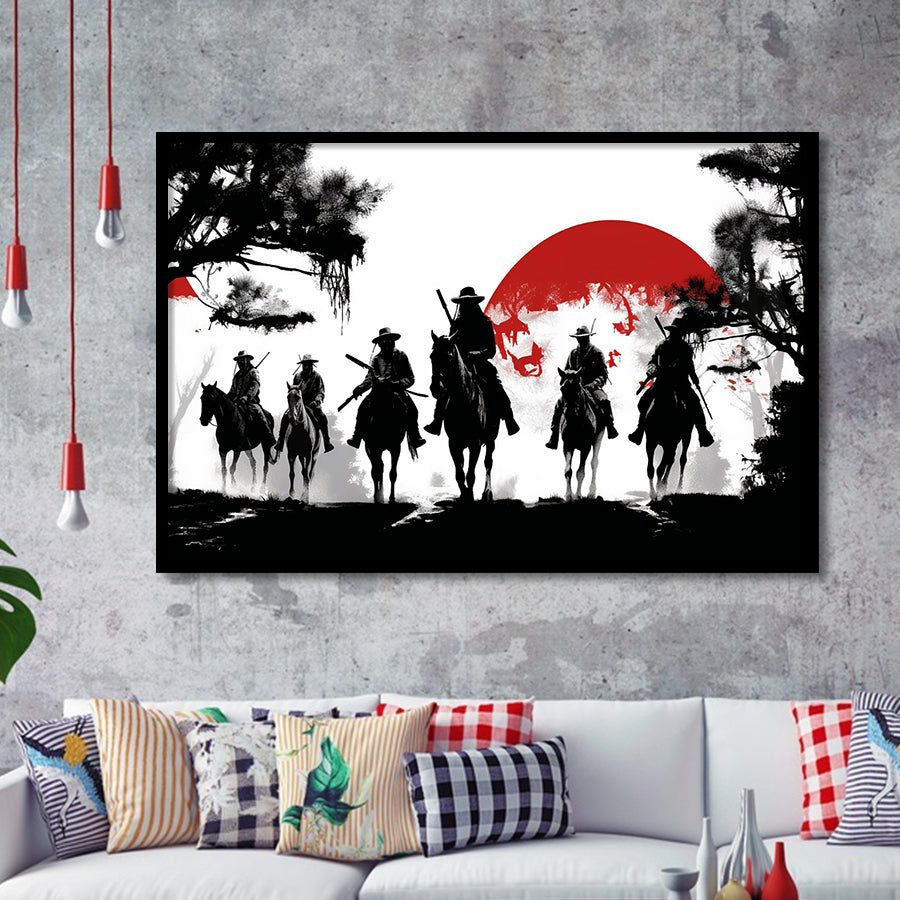 Cow Boy In Sunset Japan Style Framed Art Prints Wall Decor, Framed Picture, Large Art Prints