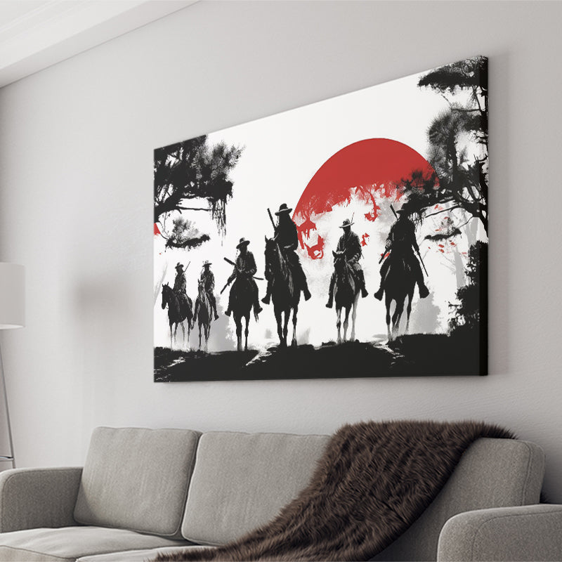 Cow Boy In Sunset Japan Style Canvas Prints Wall Art, Home Living Room Decor, Large Canvas