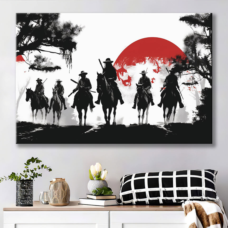Cow Boy In Sunset Japan Style Canvas Prints Wall Art, Home Living Room Decor, Large Canvas