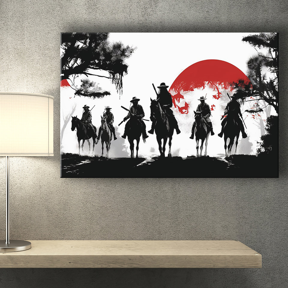 Cow Boy In Sunset Japan Style Canvas Prints Wall Art, Home Living Room Decor, Large Canvas