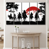 Cow Boy In Sunset Japan Style, 5 Panel B Canvas Prints Wall Art, Extra Large Canvas Decor