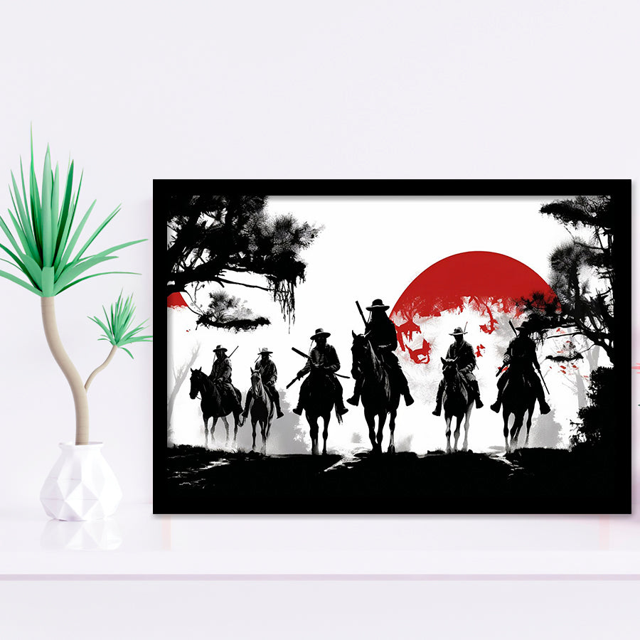 Cow Boy In Sunset Japan Style Framed Art Prints Wall Decor, Framed Picture, Large Art Prints