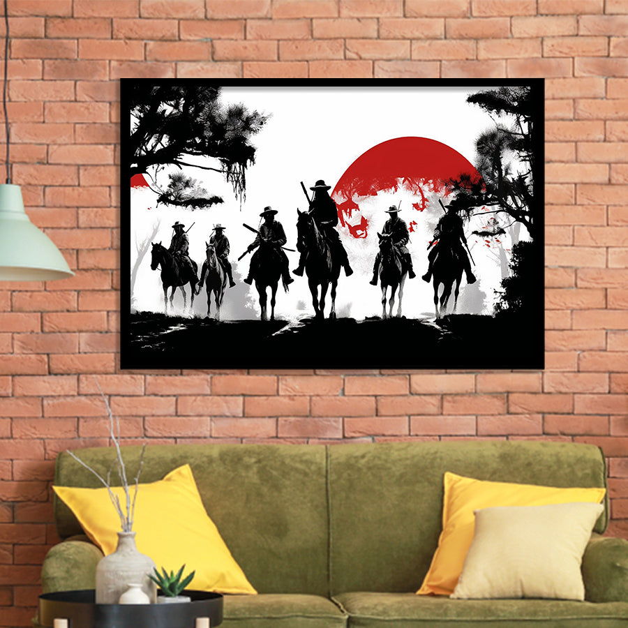 Cow Boy In Sunset Japan Style Framed Art Prints Wall Decor, Framed Picture, Large Art Prints