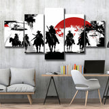 Cow Boy In Sunset Japan Style, 5 Panel Canvas Prints Wall Art,Mixed Canvas, Large Canvas