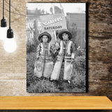 Cowboy Career Day Black And White Print, Vintage Kids Canvas Prints Wall Art Home Decor