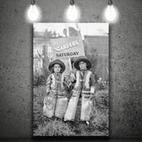 Cowboy Career Day Black And White Print, Vintage Kids Canvas Prints Wall Art Home Decor