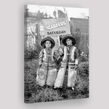 Cowboy Career Day Black And White Print, Vintage Kids Canvas Prints Wall Art Home Decor