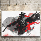 Cowboy Black And Red Canvas Prints Wall Art, Home Living Room Decor, Large Canvas