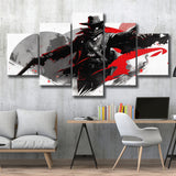 Cowboy Black And Red, 5 Panel Canvas Prints Wall Art,Mixed Canvas, Large Canvas