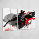 Cowboy Black And Red, 5 Panel B Canvas Prints Wall Art, Extra Large Canvas Decor