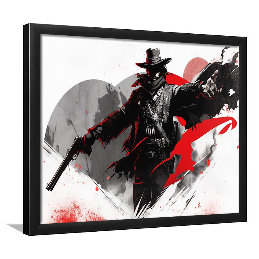 Cowboy Black And Red Framed Art Prints Wall Decor, Framed Picture, Large Art Prints