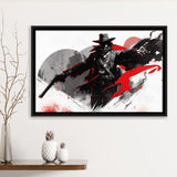 Cowboy Black And Red Framed Canvas Prints Wall Art, Floating Frame, Large Canvas Home Decor