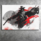 Cowboy Black And Red Canvas Prints Wall Art, Home Living Room Decor, Large Canvas
