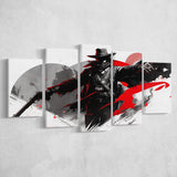 Cowboy Black And Red, 5 Panel Canvas Prints Wall Art,Mixed Canvas, Large Canvas