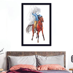 Cowboy Riding A Horse Rodeo Framed Wall Art - Framed Prints, Print for Sale, Painting Prints, Art Prints