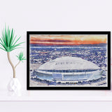 Cowboys Stadium Watercolor AT T, Sport Prints Fan Gift, Framed Art Prints Wall Art Decor