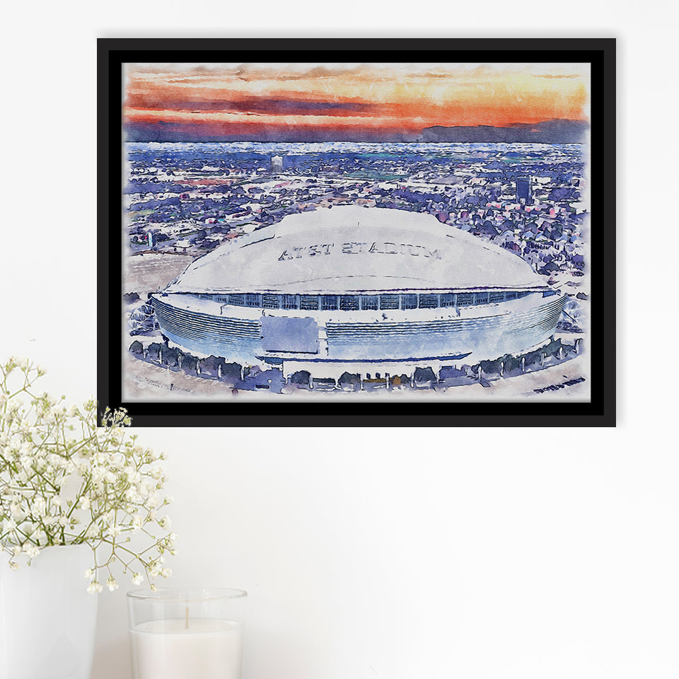Cowboys Stadium Watercolor AT T, Sport Art Prints Fan Gift, Framed Canvas Prints Wall Art Decor