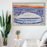 Cowboys Stadium Watercolor AT T, Sport Art Prints Fan Gift, Framed Canvas Prints Wall Art Decor