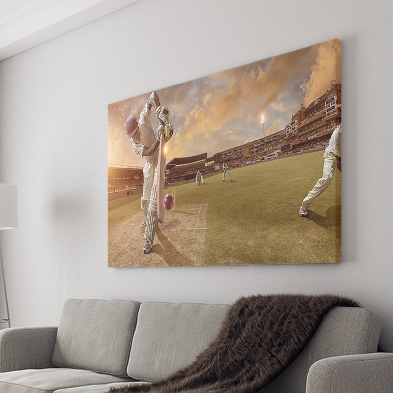 Cricket Ball and Chain, Stadium Canvas, Sport Art, Gift for him, Fan Gift, Canvas Prints Wall Art Decor