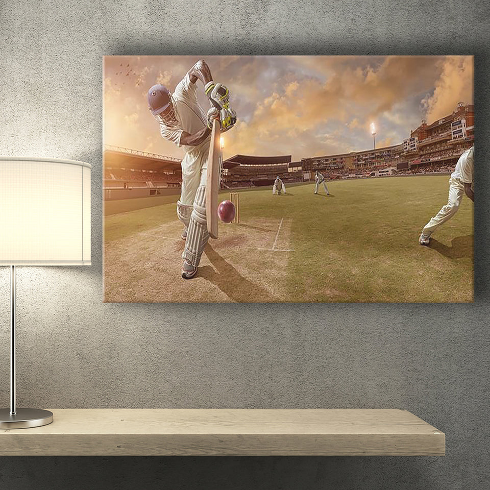 Cricket Ball and Chain, Stadium Canvas, Sport Art, Gift for him, Fan Gift, Canvas Prints Wall Art Decor