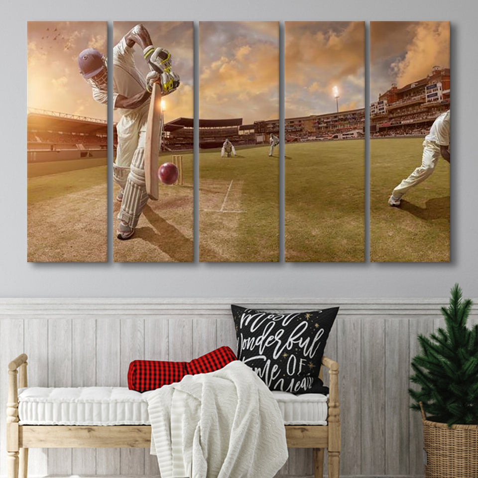 Cricket Ball and Chain, Stadium Canvas, Sport Art, Gift for him, Multi Panels B, Canvas Prints Wall Art Decor