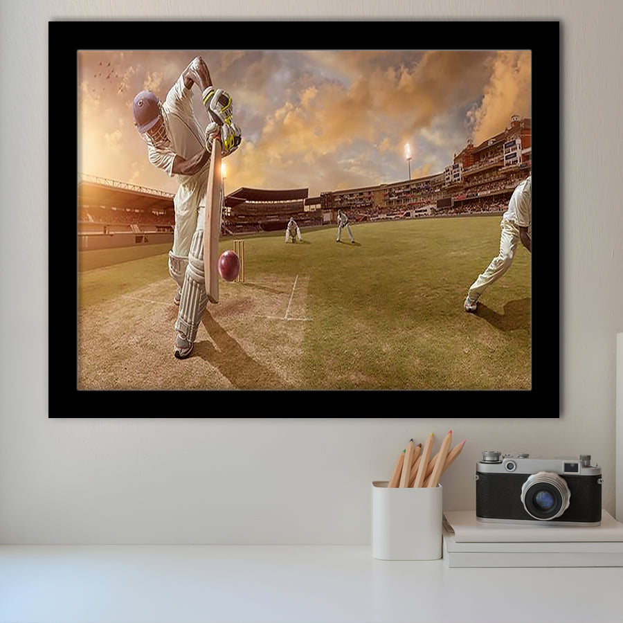 Cricket Ball and Chain, Stadium Canvas, Sport Art, Gift for him, Framed Art Prints Wall Art Decor, Framed Picture