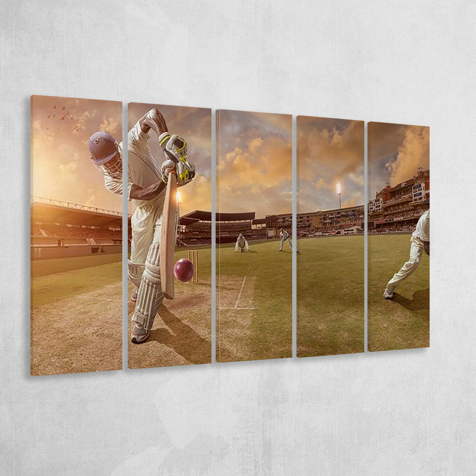 Cricket Ball and Chain, Stadium Canvas, Sport Art, Gift for him, Multi Panels B, Canvas Prints Wall Art Decor