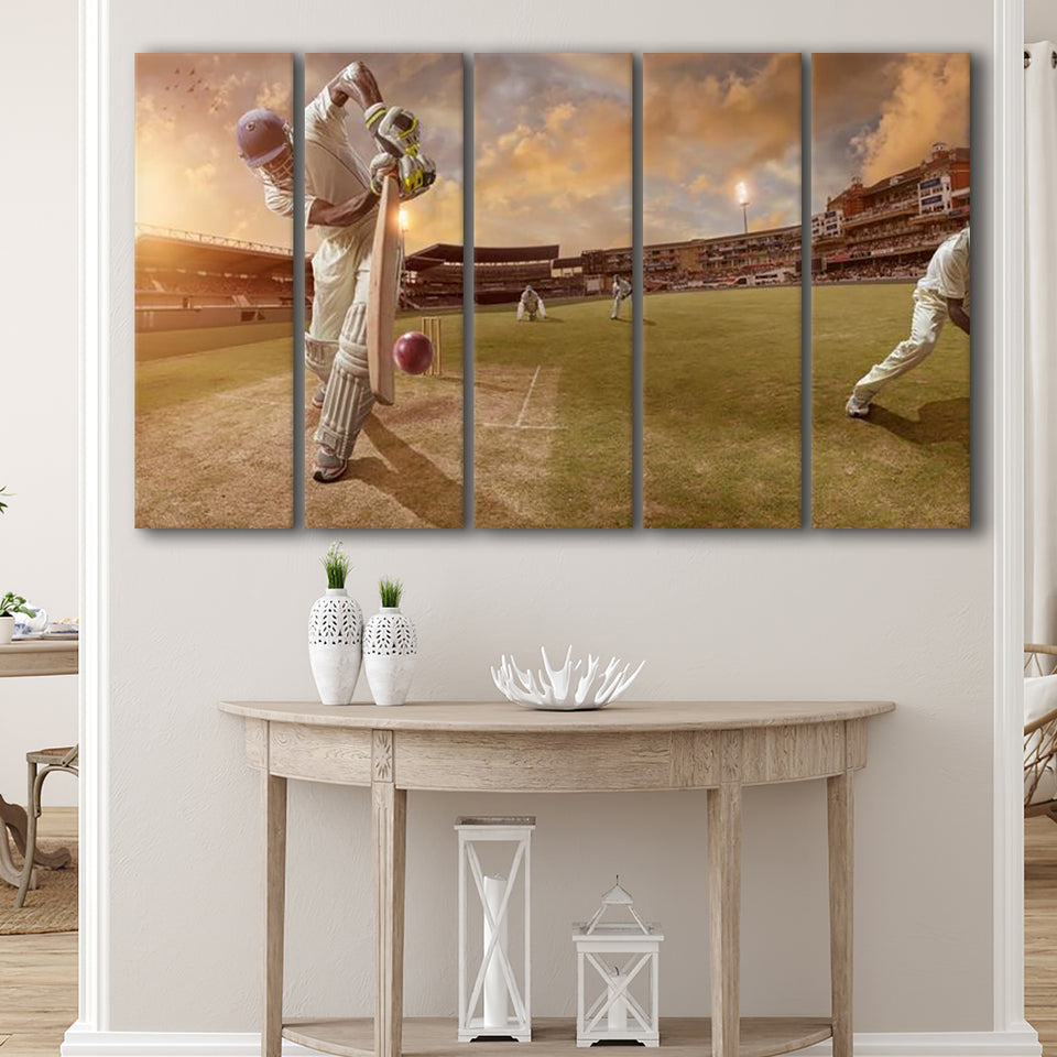 Cricket Ball and Chain, Stadium Canvas, Sport Art, Gift for him, Multi Panels B, Canvas Prints Wall Art Decor