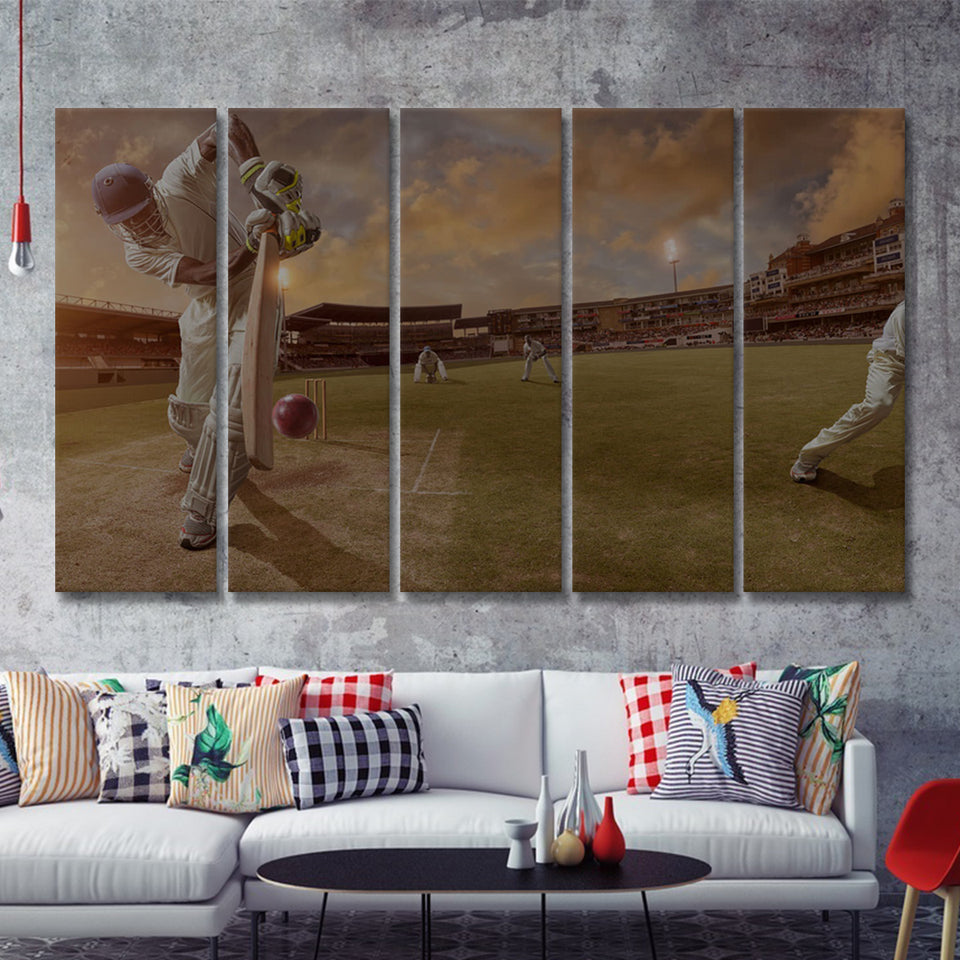 Cricket Ball And Chain 5 Pieces B Canvas Prints Wall Art - Painting Canvas, Multi Panels,5 Panel, Wall Decor