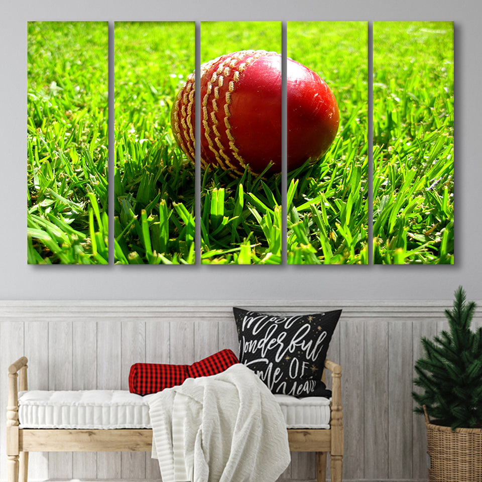 Cricket Ball in the Grass, Stadium Canvas, Sport Art, Gift for him, Multi Panels B, Canvas Prints Wall Art Decor