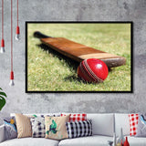 Cricket Bat and Ball, Stadium Canvas, Sport Art, Gift for him, Framed Art Prints Wall Art Decor, Framed Picture