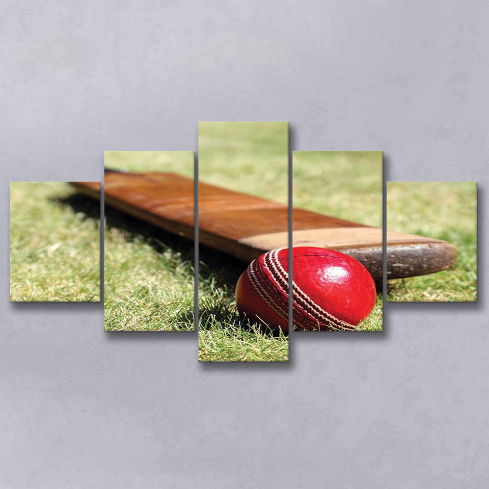 Cricket Bat and Ball, Stadium Canvas, Sport Art, Large Canvas, Multi Panels, Canvas Prints Wall Art Decor