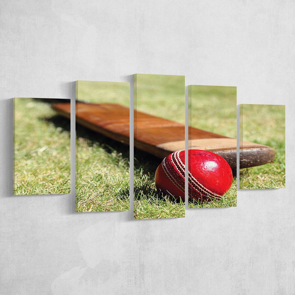 Cricket Bat and Ball, Stadium Canvas, Sport Art, Large Canvas, Multi Panels, Canvas Prints Wall Art Decor