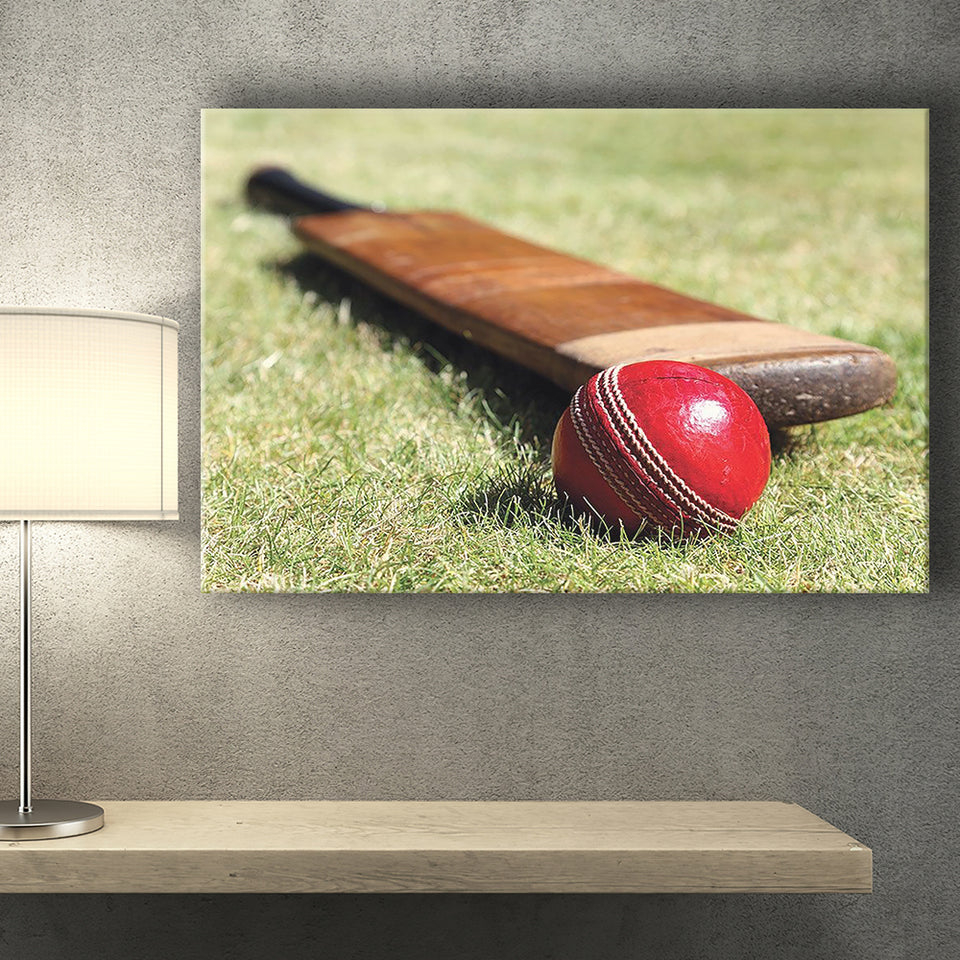 Cricket Bat and Ball, Stadium Canvas, Sport Art, Gift for him, Fan Gift, Canvas Prints Wall Art Decor