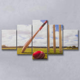 Cricket Bat and Ball with Wickets, Stadium Canvas, Sport Art, Large Canvas, Multi Panels, Canvas Prints Wall Art Decor