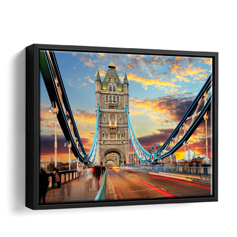 Crossing Tower Bridge Framed Canvas Wall Art - Framed Prints, Canvas Prints, Prints for Sale, Canvas Painting