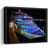 Cruise Yacht, Modern Yacht Photo Framed Canvas Prints Wall Art Decor, Black Floating Frame
