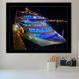 Cruise Yacht, Modern Yacht Photo Framed Art Prints Wall Art Decor,Black Frame, Ready to hang