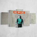 Crying Boy Nobody Likes Me Banksy Style Street Art, 5 Panel Canvas Prints Wall Art,Mixed Canvas, Large Canvas