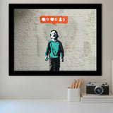 Crying Boy Nobody Likes Me Banksy Style Street Art Framed Art Prints Wall Decor, Framed Picture, Large Art Prints