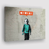 Crying Boy Nobody Likes Me Banksy Style Street Art Canvas Prints Wall Art, Home Living Room Decor, Large Canvas