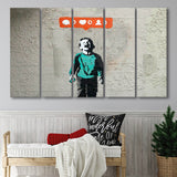 Crying Boy Nobody Likes Me Banksy Style Street Art, 5 Panel B Canvas Prints Wall Art, Extra Large Canvas Decor