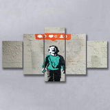 Crying Boy Nobody Likes Me Banksy Style Street Art, 5 Panel Canvas Prints Wall Art,Mixed Canvas, Large Canvas
