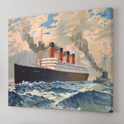 Cunard Auqatania Oceanline Aquitania Vintage Advertising Poster Canvas Wall Art - Canvas Prints, Prints For Sale, Painting Canvas