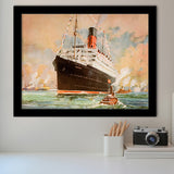Cunard Line Promotional Brochure For The Franconia Circa Framed Art Prints Wall Decor - Painting Art, Framed Picture, Home Decor, For Sale